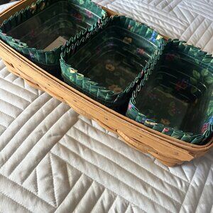 Longaberger Bread Basket 1995 Model 14702 Emerald Vine 3 Basket Insert Liner